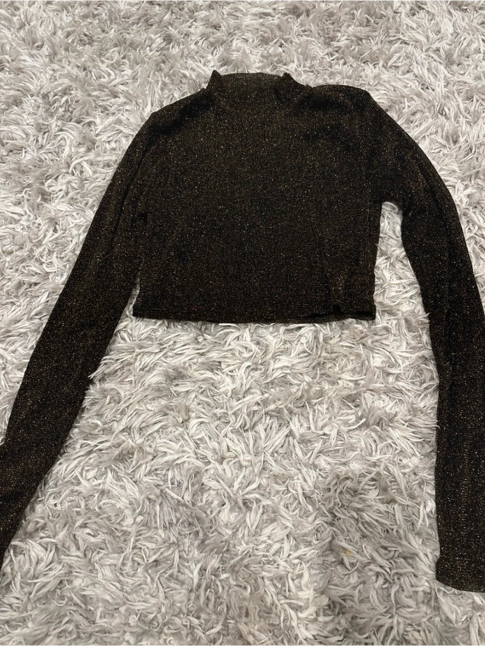 "Lovers + Friends Riya Metallic Crop Top Black Gold Sparkle"